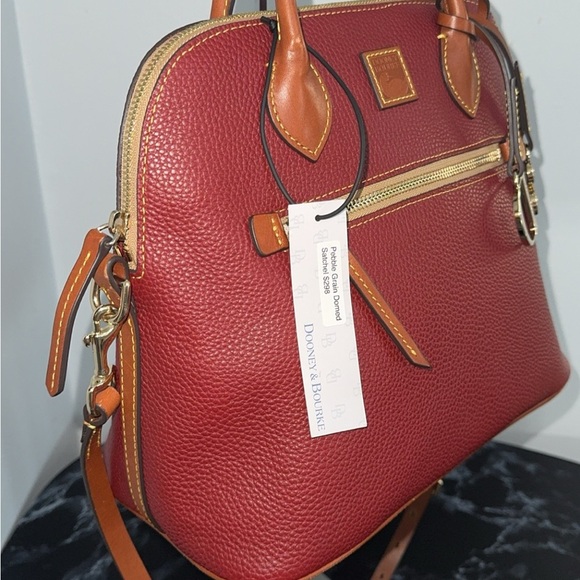DOONEY & BOURKE Pebble Grain Domed Satchel Handbag Genuine Italian Leather NWT - Picture 4 of 14